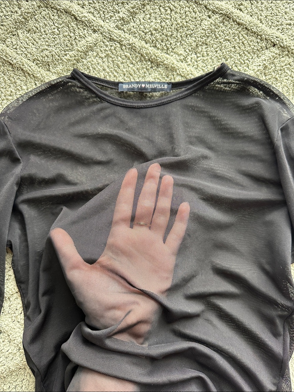 Brandy Melville Black Sheer Mesh Short Sleeve Tee